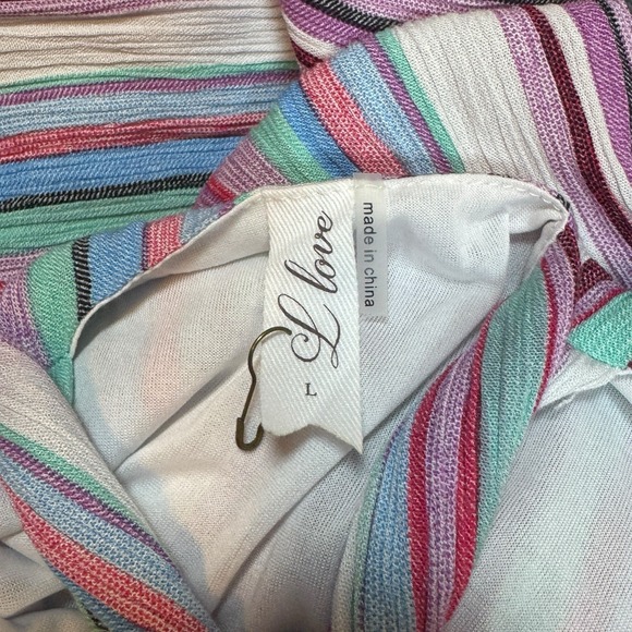 Striped‎ Maxi Hanter Dress Wrap Style Sleeveless Casual Colorful Women's Large - Picture 10 of 13